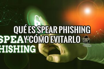 Imagen de una mano interactuando con una interfaz digital que muestra el texto "¿Qué es Spear Phishing y cómo evitarlo?", ilustrando una guía sobre este tipo de ciberataque.