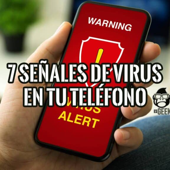 Alerta: 7 señales de virus en tu teléfono. Imagen muestra smartphone con advertencia de virus. Protege tu móvil.