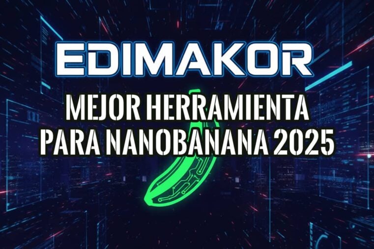 Banner promocional de Edimakor como la mejor herramienta para Nano banana en 2025 y la posibilidad de crear imágenes gratis.