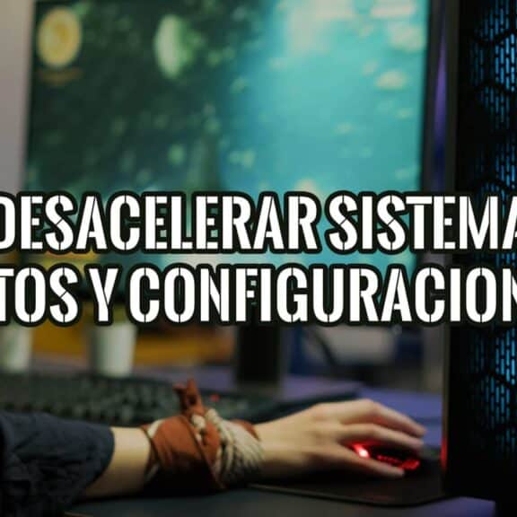 Desacelerar el sistema: mitos y configuraciones inútiles. Imagen de una persona usando un ordenador, con texto que anuncia un artículo sobre mitos y configuraciones que ralentizan el sistema.