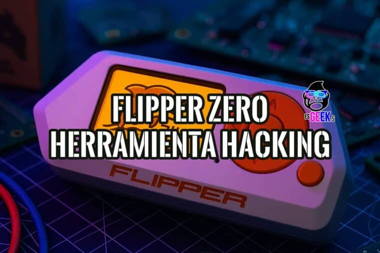 Imagen del Flipper Zero, una herramienta multifunción para hacking ético, con texto que destaca su uso en seguridad informática.