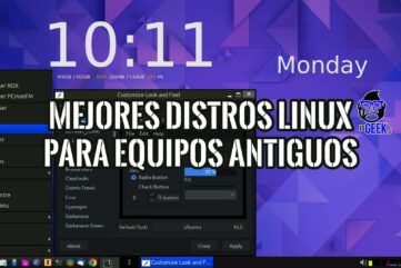 Pantalla de escritorio Linux con menú de aplicaciones y texto Las Mejores Distribuciones de Linux para Equipos Antiguos.