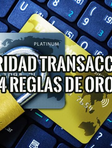 Tarjetas de crédito y un candado sobre un teclado, representando las 4 reglas de oro para la seguridad en las transacciones.