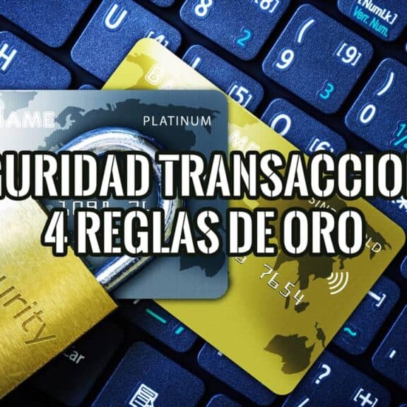 Tarjetas de crédito y un candado sobre un teclado, representando las 4 reglas de oro para la seguridad en las transacciones.