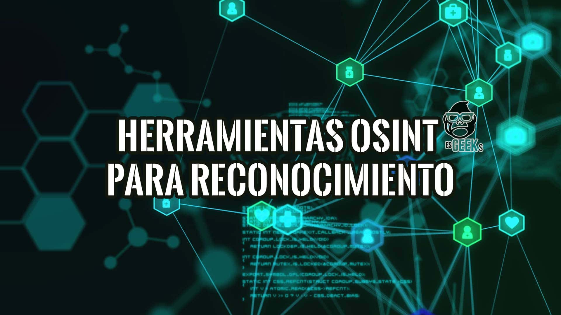 Red de datos e iconos sobre un fondo digital, ilustrando el uso de herramientas OSINT para reconocimiento en ciberseguridad.