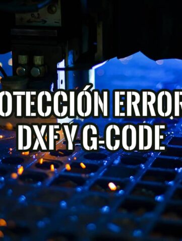 Máquina de corte industrial CNC en acción con chispas, ilustrando la importancia de la protección de errores en DXF y G-Code.
