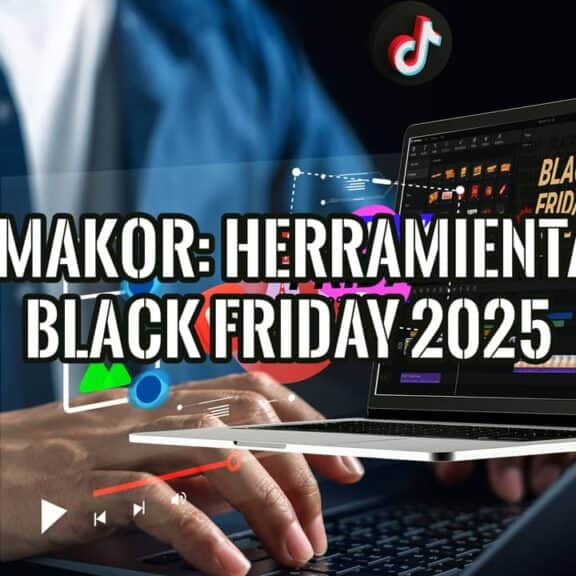 Oferta de Black Friday 2025 de Edimakor, una herramienta de IA para crear video, mostrada en la pantalla de un portátil.