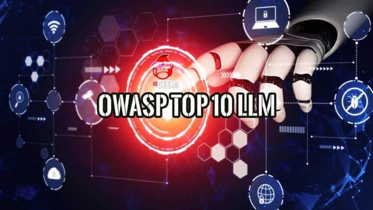 Mano robótica interactuando con interfaz sobre OWASP Top 10 LLM, los riesgos de seguridad en la IA generativa para 2025.
