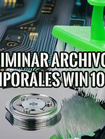 Un cepillo limpiando un disco duro, ilustrando cómo eliminar archivos temporales en Windows 10 y 11 para optimizar el PC.
