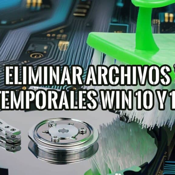Un cepillo limpiando un disco duro, ilustrando cómo eliminar archivos temporales en Windows 10 y 11 para optimizar el PC.