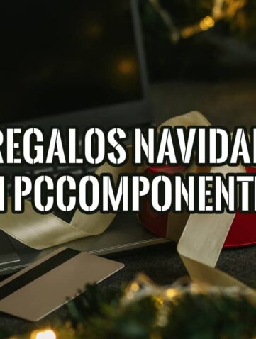Portada del artículo sobre Regalos de Navidad en PcComponentes, con un portátil y un regalo.