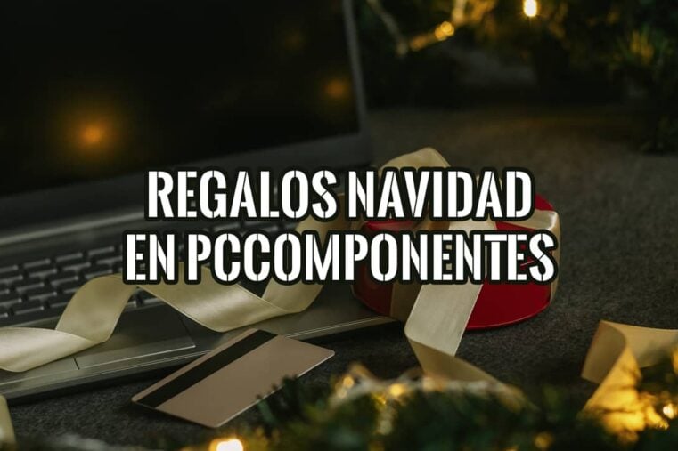 Portada del artículo sobre Regalos de Navidad en PcComponentes, con un portátil y un regalo.