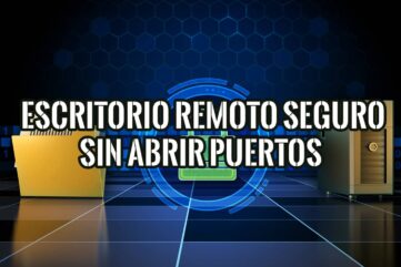 Imagen de portada para el artículo sobre escritorio remoto seguro sin abrir puertos, con iconos de un servidor y una carpeta conectados de forma segura.
