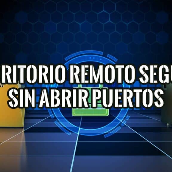 Imagen de portada para el artículo sobre escritorio remoto seguro sin abrir puertos, con iconos de un servidor y una carpeta conectados de forma segura.