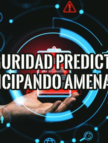 Imagen conceptual de la Ciberseguridad Predictiva con una mano analizando amenazas.
