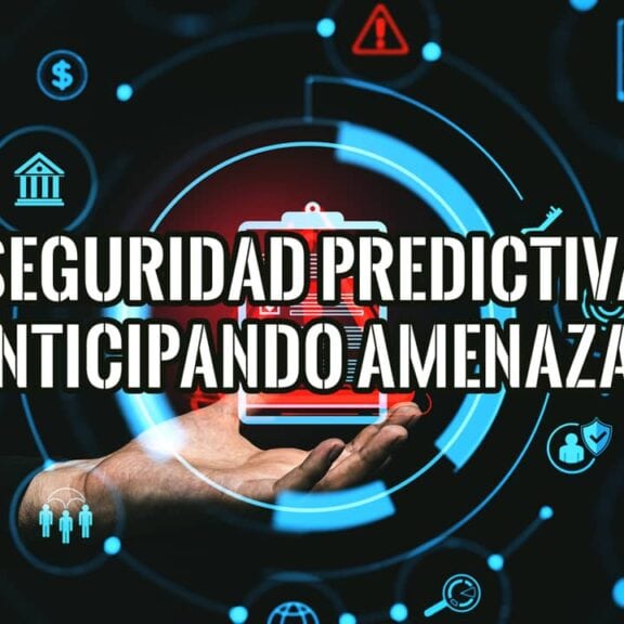 Imagen conceptual de la Ciberseguridad Predictiva con una mano analizando amenazas.