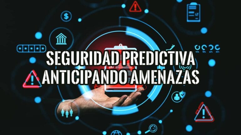 Imagen conceptual de la Ciberseguridad Predictiva con una mano analizando amenazas.