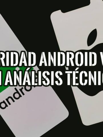 Comparativa visual de seguridad móvil: Teléfono Android y iPhone frente a frente sobre fondo negro