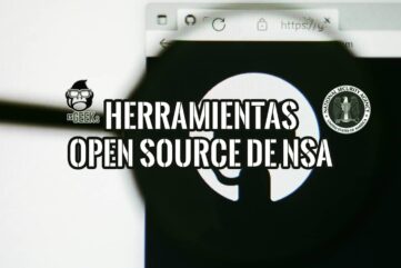 Logo de GitHub bajo lupa junto al sello oficial de la NSA: herramientas open source de la NSA