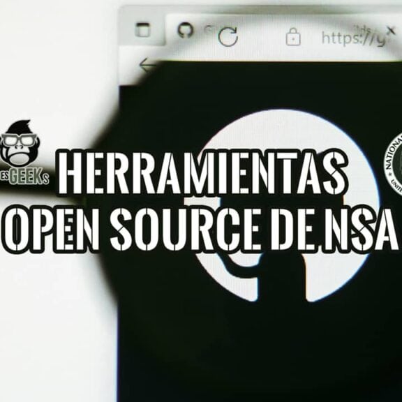 Logo de GitHub bajo lupa junto al sello oficial de la NSA: herramientas open source de la NSA