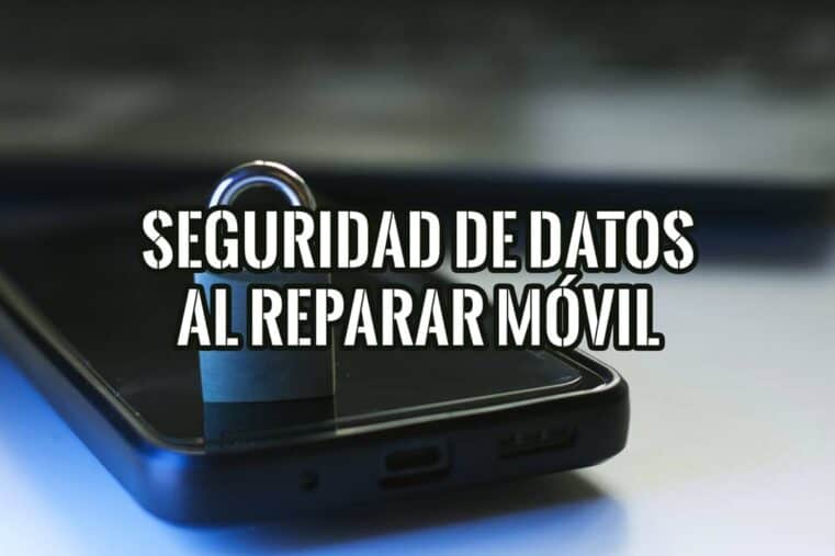 Seguridad de datos al reparar el móvil: candado sobre smartphone