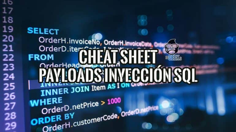Consulta SQL con varios JOIN resaltada en pantalla, el lenguaje que manipulan los payloads de inyección SQL