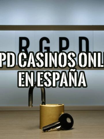 Cartel luminoso con la sigla RGPD y un candado dorado abierto con su llave, sobre el RGPD en casinos online en España.