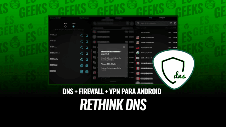 RethinkDNS: panel de resolutores DNS y registro de conexiones de la app de firewall y VPN para Android