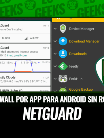 NetGuard, el firewall por app para Android sin root: interfaz con la lista de apps y los avisos de bloqueo o acceso