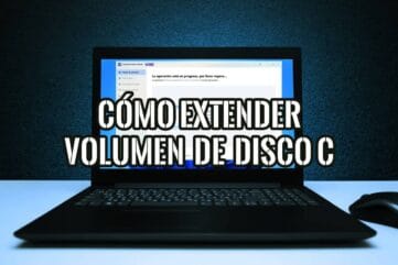 Portátil con EaseUS Partition Master ejecutando la operación para extender el volumen del disco C