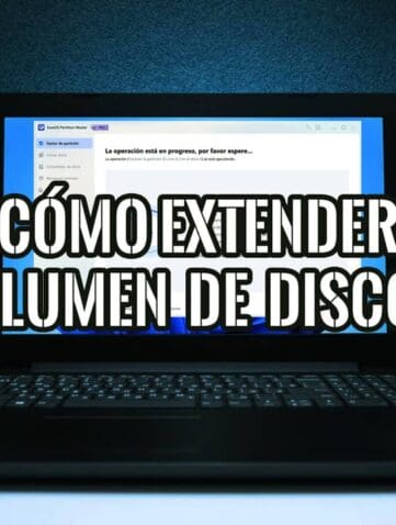 Portátil con EaseUS Partition Master ejecutando la operación para extender el volumen del disco C