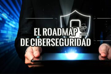 Roadmap de ciberseguridad: profesional sosteniendo una tablet de la que surge un escudo con un candado