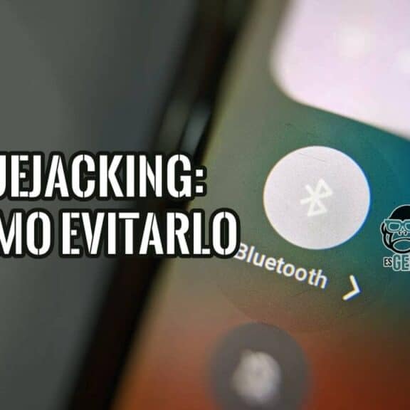 Texto «Bluejacking: cómo evitarlo» junto al botón de Bluetooth del Centro de control de un iPhone