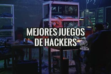 Dos jugadores con auriculares ante varios monitores en una sala oscura con servidores, el ambiente de los juegos de hackers