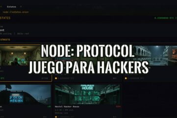 NODE: PROTOCOL, juego para hackers: la pantalla de refugios con sus precios en bitcoin