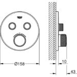 Grohe smartcontrol shower thermostat 29119al0, brushed hard graphite, 2 shut off valve