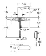 Grohe eurosmart cosmopolitan e infra red electronic basin mixer 1 2 with mixing device 36325002 (2) 60382 p