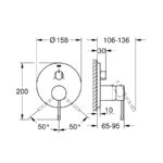 Grohe 24092DC1 Bath Shower Mixer with 3 way Diverter Dimension Drawing