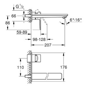 Concealed basin mixer grohe lineare 23444001