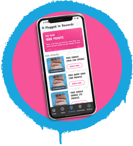 Picture of an app that lets you order large, fresh, cookies for delivery or pickup.