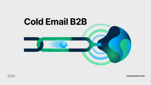 Ilustración conceptual de un cold email B2B llegando a su objetivo
