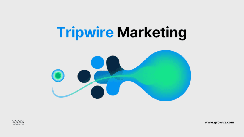 Ilustración conceptual de Tripwire Marketing que muestra cómo una pequeña oferta inicial conduce a una conversión mayor.