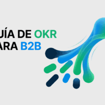 Guía de OKR para B2B con gráfico abstracto de dispersión de objetivos