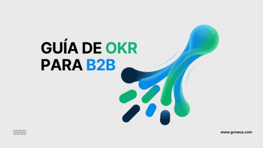 Guía de OKR para B2B con gráfico abstracto de dispersión de objetivos
