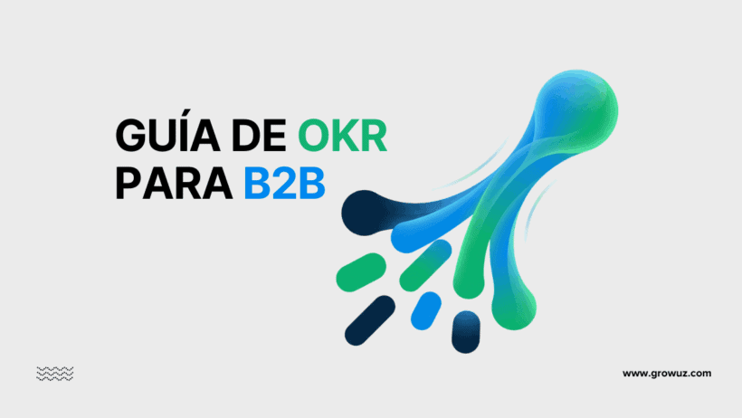 Guía de OKR para B2B con gráfico abstracto de dispersión de objetivos