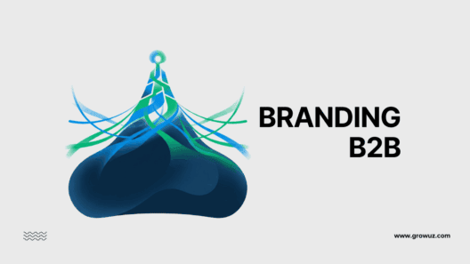 Imagen principal de Branding B2B con diseño abstracto de flujos de color y base sólida