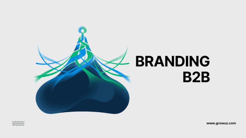 Imagen principal de Branding B2B con diseño abstracto de flujos de color y base sólida