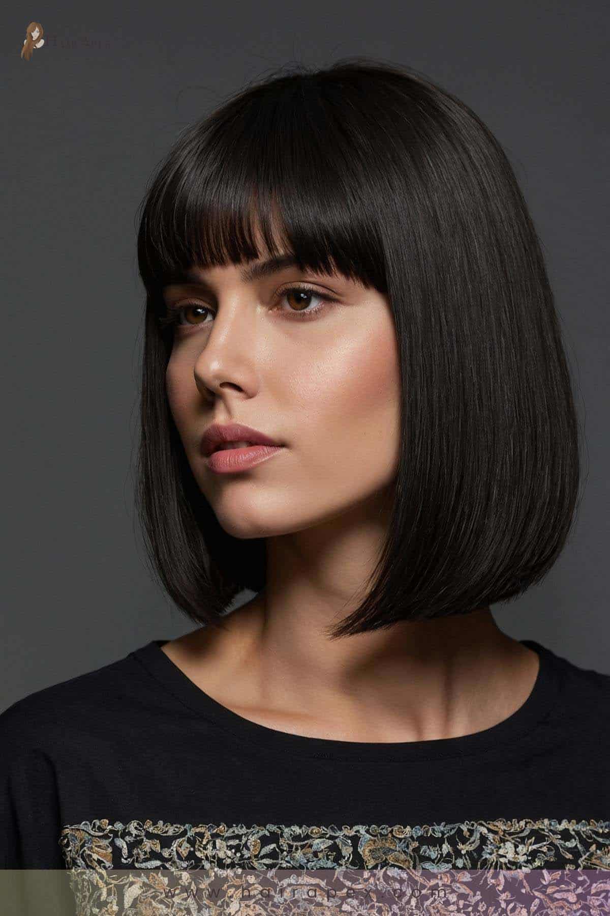 medium length haircut dark hair 1