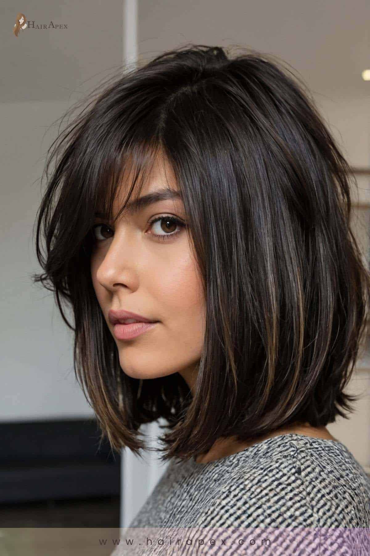 medium length haircut dark hair 25