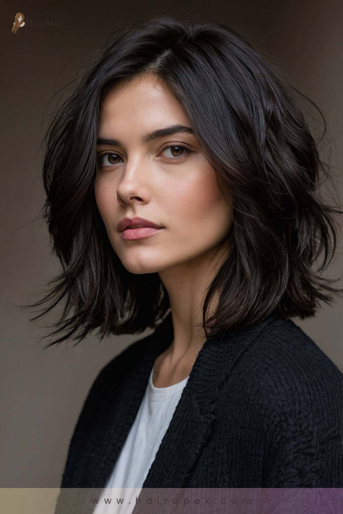 medium length haircut dark hair 3